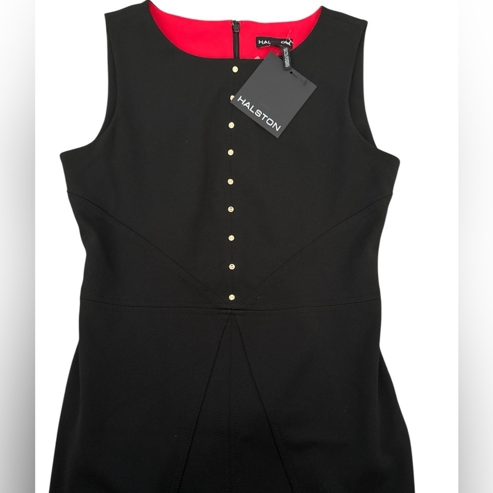 Halston Heritage Starburst-Seamed Scuba Crepe Sleeveless Sheath Dress Black Nwt - Picture 14 of 14